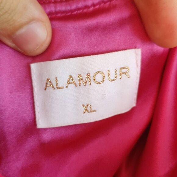 Alamour Dress Womens Size XL Analu Pleated Midi Hot Pink - Picture 9 of 12